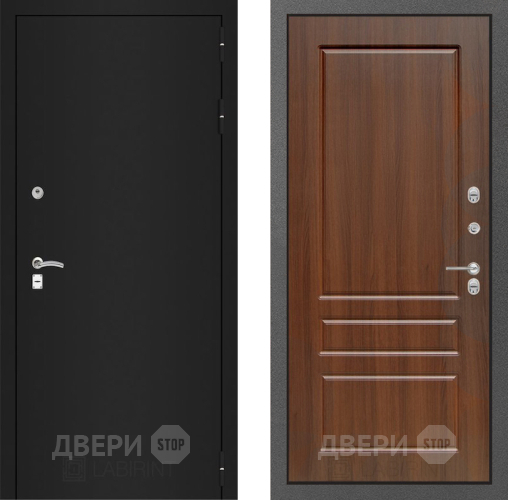 Входная металлическая Дверь Лабиринт (LABIRINT) Classic шагрень черная 03 Орех бренди в Павловском Посаде