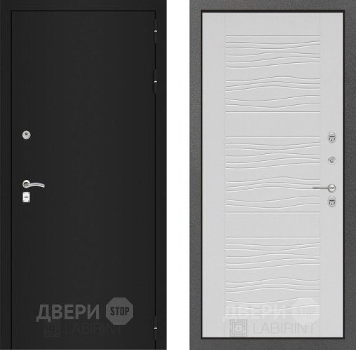 Входная металлическая Дверь Лабиринт (LABIRINT) Classic шагрень черная 06 Белое дерево в Павловском Посаде