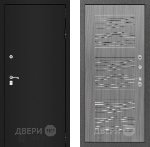 Входная металлическая Дверь Лабиринт (LABIRINT) Classic шагрень черная 06 Сандал грей в Павловском Посаде