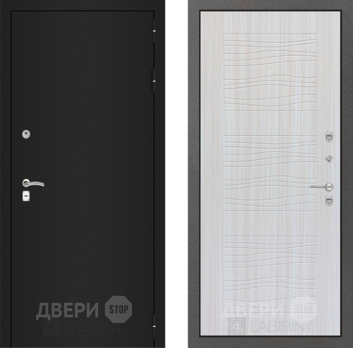 Дверь Лабиринт (LABIRINT) Classic шагрень черная 06 Сандал белый в Павловском Посаде