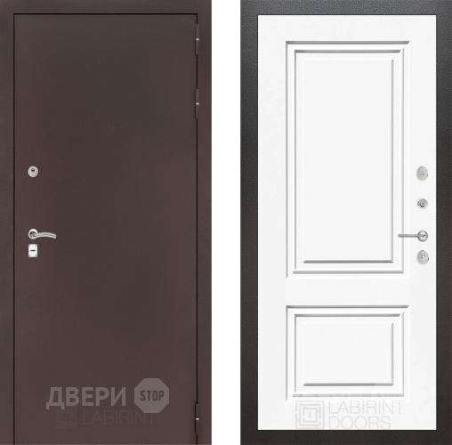 Входная металлическая Дверь Лабиринт (LABIRINT) Classic антик медь 26 Белый (RAL-9003) в Павловском Посаде