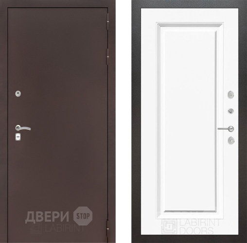 Входная металлическая Дверь Лабиринт (LABIRINT) Classic антик медь 27 Белый (RAL-9003) в Павловском Посаде