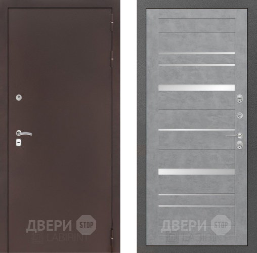 Входная металлическая Дверь Лабиринт (LABIRINT) Classic антик медь 20 Бетон светлый в Павловском Посаде