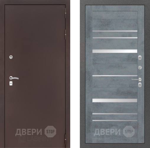 Входная металлическая Дверь Лабиринт (LABIRINT) Classic антик медь 20 Бетон темный в Павловском Посаде