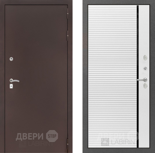 Входная металлическая Дверь Лабиринт (LABIRINT) Classic антик медь 22 Белый софт в Павловском Посаде