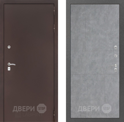 Входная металлическая Дверь Лабиринт (LABIRINT) Classic антик медь 21 Бетон светлый в Павловском Посаде