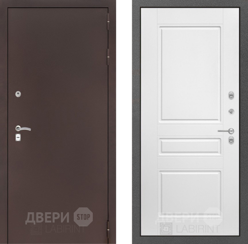 Входная металлическая Дверь Лабиринт (LABIRINT) Classic антик медь 03 Белый софт в Павловском Посаде