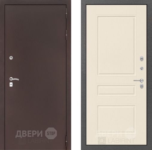 Входная металлическая Дверь Лабиринт (LABIRINT) Classic антик медь 03 Крем софт в Павловском Посаде