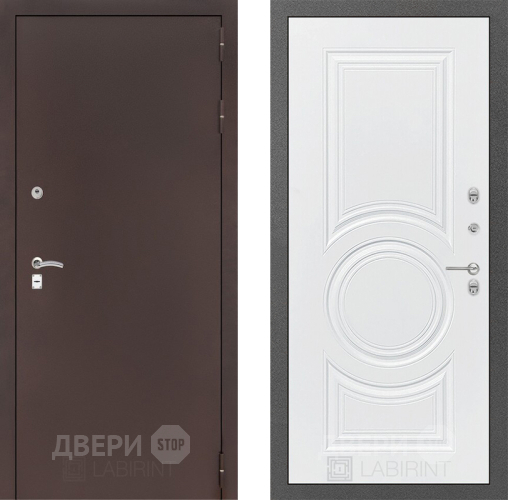 Входная металлическая Дверь Лабиринт (LABIRINT) Classic антик медь 23 Белый софт в Павловском Посаде