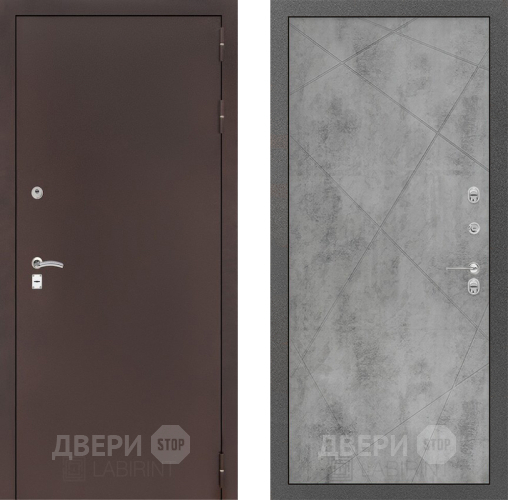 Входная металлическая Дверь Лабиринт (LABIRINT) Classic антик медь 24 Бетон светлый в Павловском Посаде
