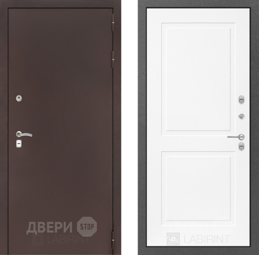 Дверь Лабиринт (LABIRINT) Classic антик медь 11 Белый софт в Павловском Посаде