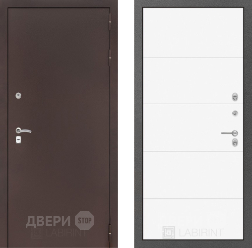 Входная металлическая Дверь Лабиринт (LABIRINT) Classic антик медь 13 Белый софт в Павловском Посаде