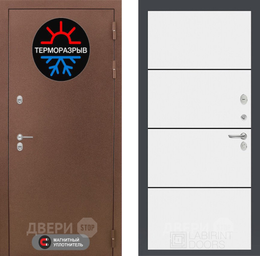 Входная металлическая Дверь Лабиринт (LABIRINT) Термо Магнит 25 Белый софт в Павловском Посаде