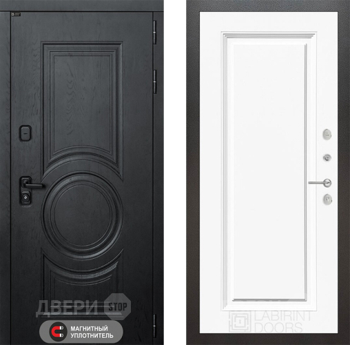Входная металлическая Дверь Лабиринт (LABIRINT) Гранд 27 Белый (RAL-9003) в Павловском Посаде