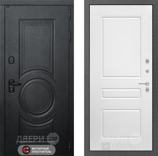 Входная металлическая Дверь Лабиринт (LABIRINT) Гранд 03 Белый софт в Павловском Посаде