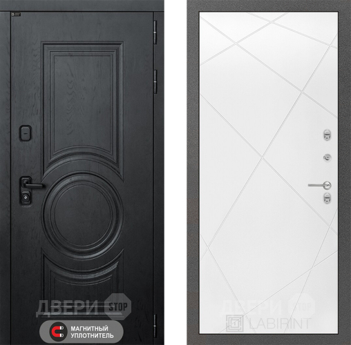 Входная металлическая Дверь Лабиринт (LABIRINT) Гранд 24 Белый софт в Павловском Посаде