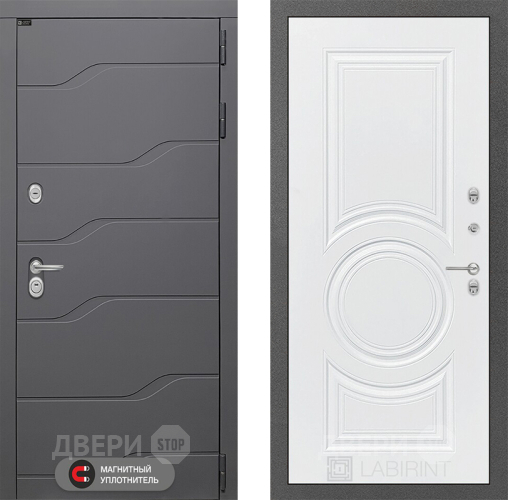 Входная металлическая Дверь Лабиринт (LABIRINT) Ривер 23 Белый софт в Павловском Посаде
