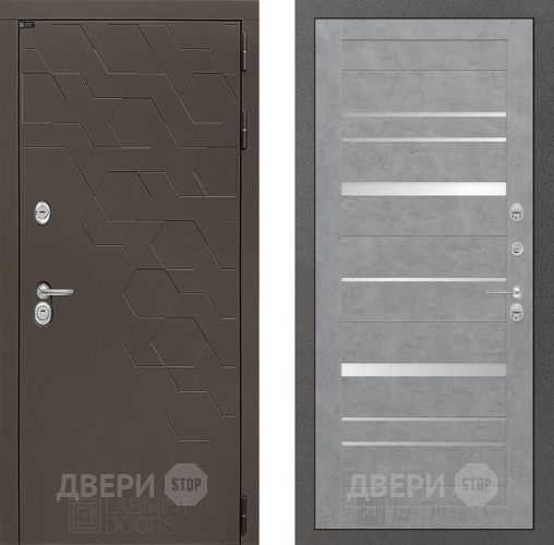 Входная металлическая Дверь Лабиринт (LABIRINT) Смоки 20 Бетон светлый в Павловском Посаде