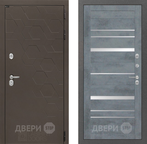 Входная металлическая Дверь Лабиринт (LABIRINT) Смоки 20 Бетон темный в Павловском Посаде