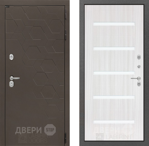 Входная металлическая Дверь Лабиринт (LABIRINT) Смоки 01 Сандал белый в Павловском Посаде