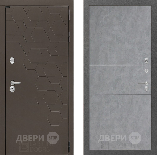 Входная металлическая Дверь Лабиринт (LABIRINT) Смоки 21 Бетон светлый в Павловском Посаде