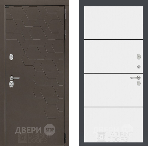 Входная металлическая Дверь Лабиринт (LABIRINT) Смоки 25 Белый софт в Павловском Посаде