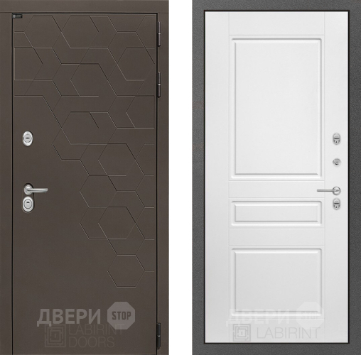 Входная металлическая Дверь Лабиринт (LABIRINT) Смоки 03 Белый софт в Павловском Посаде