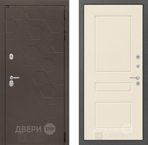 Входная металлическая Дверь Лабиринт (LABIRINT) Смоки 03 Крем софт в Павловском Посаде