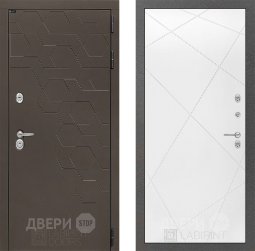 Входная металлическая Дверь Лабиринт (LABIRINT) Смоки 24 Белый софт в Павловском Посаде