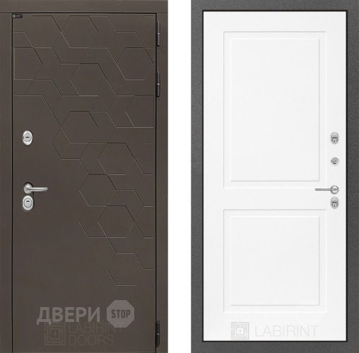 Входная металлическая Дверь Лабиринт (LABIRINT) Смоки 11 Белый софт в Павловском Посаде