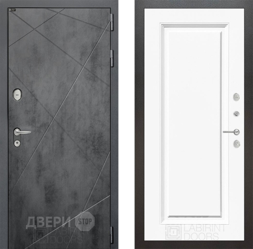 Входная металлическая Дверь Лабиринт (LABIRINT) Лофт 27 Белый (RAL-9003) в Павловском Посаде