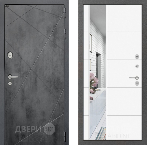 Дверь Лабиринт (LABIRINT) Лофт Зеркало 19 Белый софт в Павловском Посаде