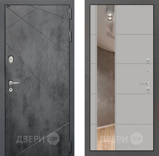 Входная металлическая Дверь Лабиринт (LABIRINT) Лофт Зеркало 19 Грей софт в Павловском Посаде