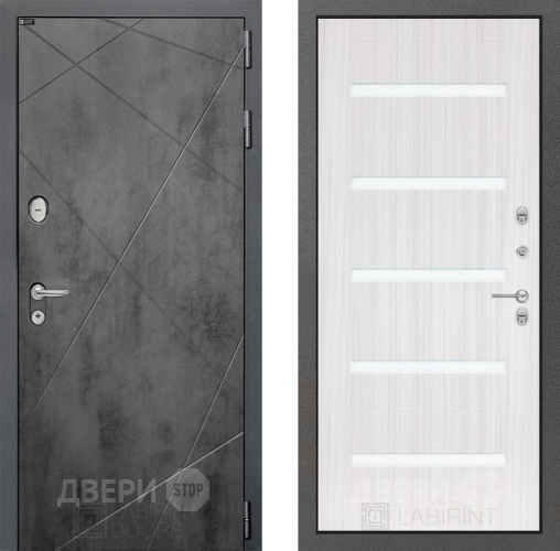 Входная металлическая Дверь Лабиринт (LABIRINT) Лофт 01 Сандал белый в Павловском Посаде
