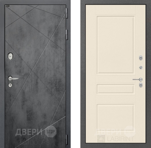 Входная металлическая Дверь Лабиринт (LABIRINT) Лофт 03 Крем софт в Павловском Посаде