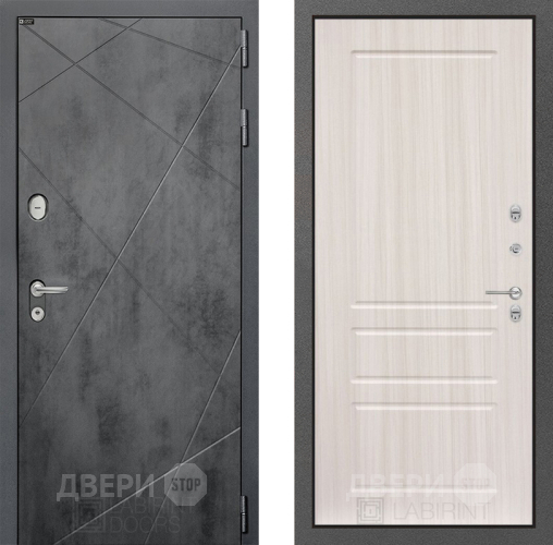 Входная металлическая Дверь Лабиринт (LABIRINT) Лофт 03 Сандал белый в Павловском Посаде