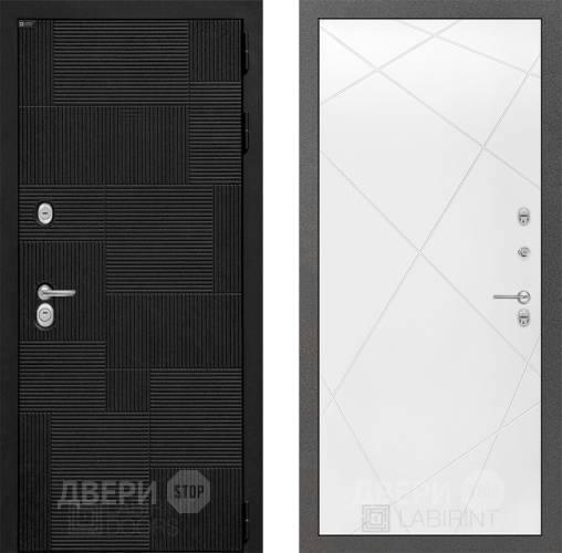 Входная металлическая Дверь Лабиринт (LABIRINT) Pazl 24 Белый софт в Павловском Посаде