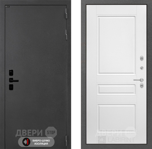Входная металлическая Дверь Лабиринт (LABIRINT) Acustic 03 Белый софт в Павловском Посаде