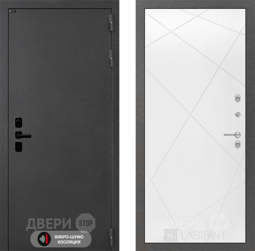 Входная металлическая Дверь Лабиринт (LABIRINT) Acustic 24 Белый софт в Павловском Посаде