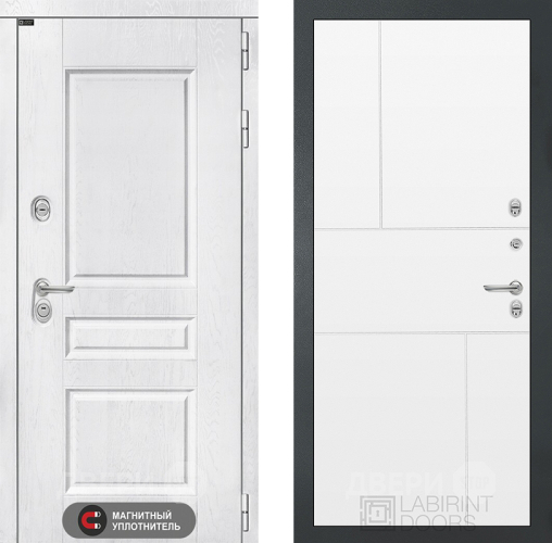 Входная металлическая Дверь Лабиринт (LABIRINT) Versal 21 Белый софт в Павловском Посаде