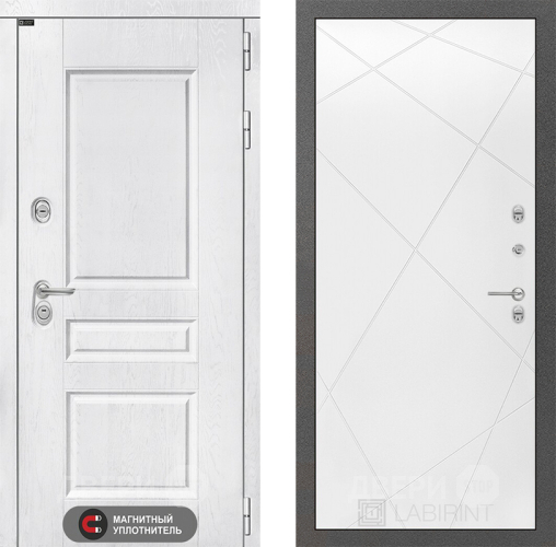 Входная металлическая Дверь Лабиринт (LABIRINT) Versal 24 Белый софт в Павловском Посаде