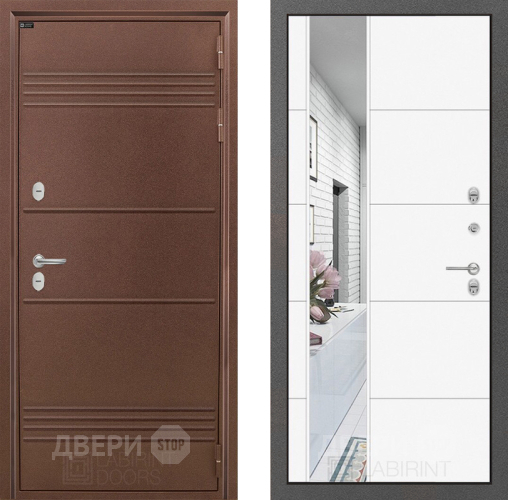 Дверь Лабиринт (LABIRINT) Термо Лайт Зеркало 19 Белый софт в Павловском Посаде
