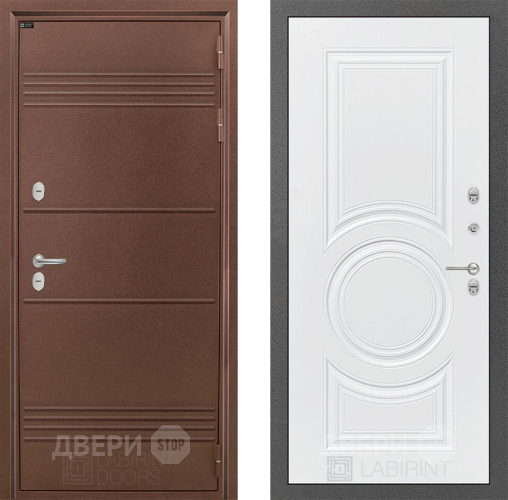 Входная металлическая Дверь Лабиринт (LABIRINT) Термо Лайт 23 Белый софт в Павловском Посаде