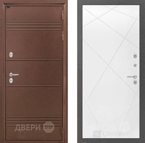 Входная металлическая Дверь Лабиринт (LABIRINT) Термо Лайт 24 Белый софт в Павловском Посаде