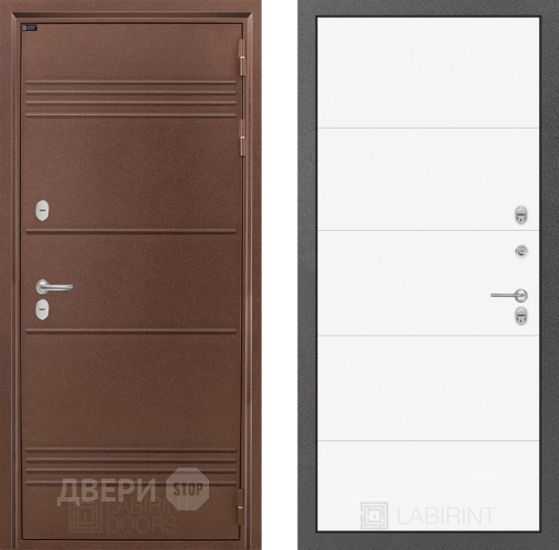 Входная металлическая Дверь Лабиринт (LABIRINT) Термо Лайт 13 Белый софт в Павловском Посаде