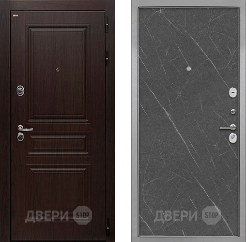 Входная металлическая Дверь Интекрон (INTECRON) Брайтон Тиковое Дерево Гладкая Гранит лава оникс в Павловском Посаде