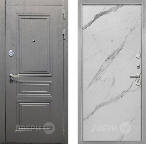Входная металлическая Дверь Интекрон (INTECRON) Брайтон Графит Гладкая Мрамор натуральный арктик в Павловском Посаде