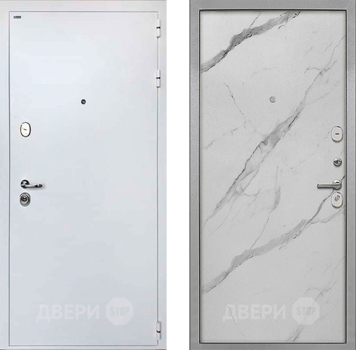 Входная металлическая Дверь Интекрон (INTECRON) Колизей White Гладкая Мрамор натуральный арктик в Павловском Посаде