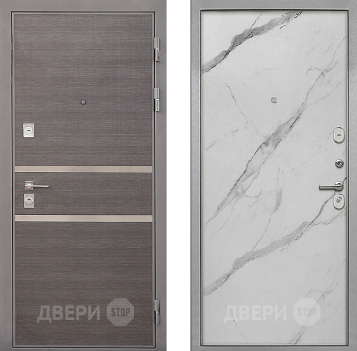 Входная металлическая Дверь Интекрон (INTECRON) Неаполь Гладкая Мрамор натуральный арктик в Павловском Посаде