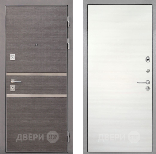 Входная металлическая Дверь Интекрон (INTECRON) Неаполь Гладкая Дуб сильвер поперечный в Павловском Посаде